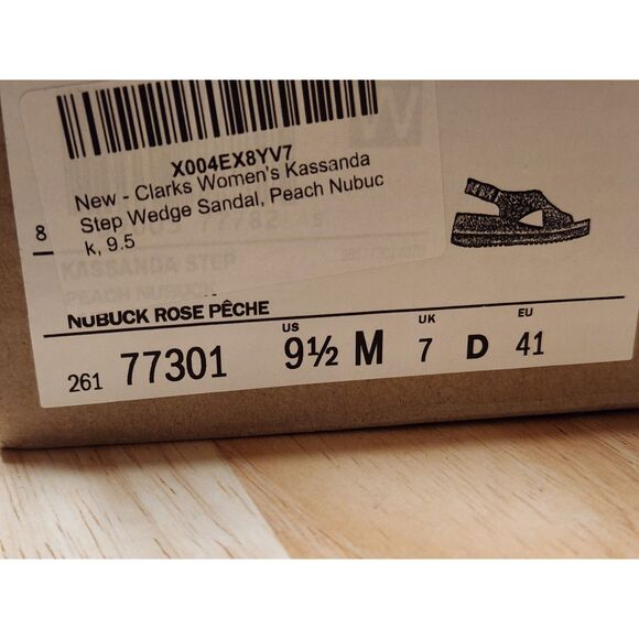 Clarks Kassanda Step Wedge Sandal Women's Size 9.5 Peach Nubuck - Picture 4 of 13